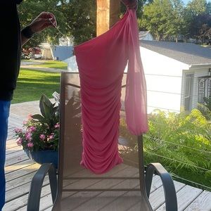 Pink dress. One sleeve